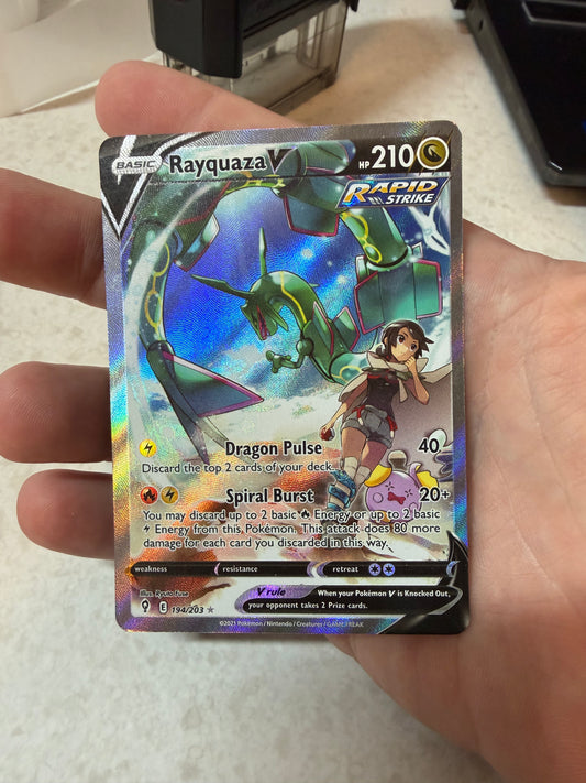 Pokémon Rayquaza V Alt Art Evolving Skies Holo Ultra Rare 194/203 Eng Lp
