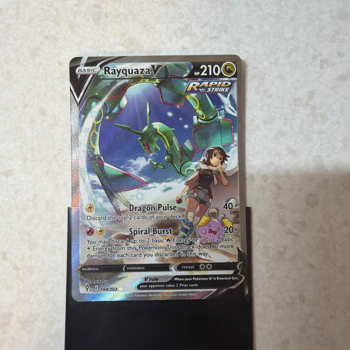 Pokémon Rayquaza V Alt Art Evolving Skies Holo Ultra Rare 194/203 Eng Lp